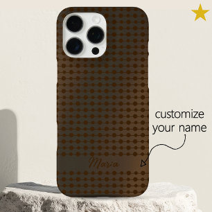 Funda iPhone 16 Pro Max Elegantes puntos de metal de cobre Patrón de línea