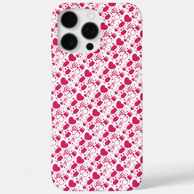 Funda iPhone 16 Pro Max elementos patrones día de San Valentín (Reverso )