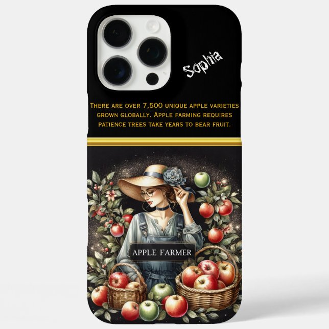 Funda iPhone 16 Pro Max Encantador granjero de Apple cosechando cosecha en (Reverso )
