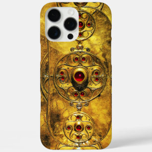 FUNDA iPhone 16 PRO MAX ESCUDO ANTIGUO DE GUERRA CÉLTICA CON PIEDRAS DE GE
