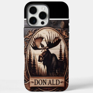 Funda iPhone 16 Pro Max Escudo Moose tallado en madera