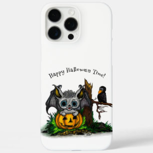 Funda iPhone 16 Pro Max Esperando Halloween , Cute Bat y Raven