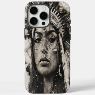 Funda iPhone 16 Pro Max Espíritu guerrero de chica indio en la tradición