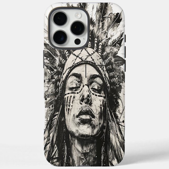 Funda iPhone 16 Pro Max Espíritu guerrero en forma artística (Reverso)