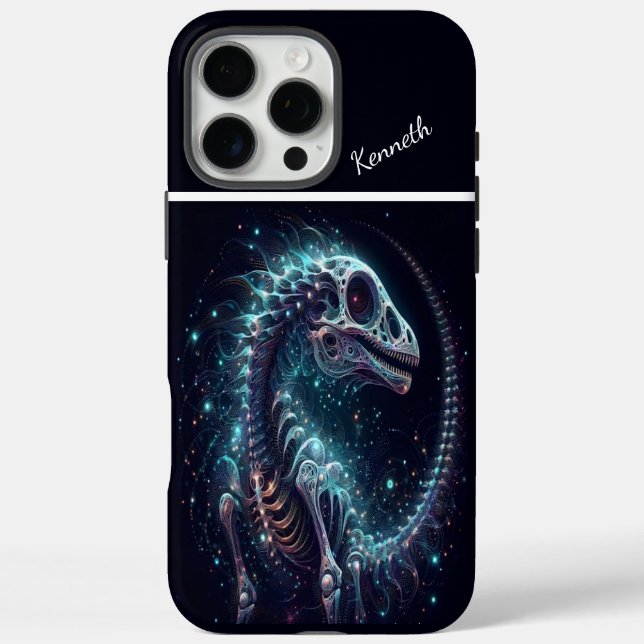 Funda iPhone 16 Pro Max Esqueleto de los dinosaurios cósmicos (Reverso)