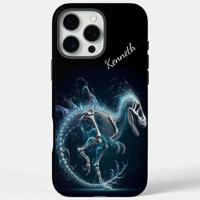 Funda iPhone 16 Pro Max Esqueleto T-Rex en luz etérea (Reverso)