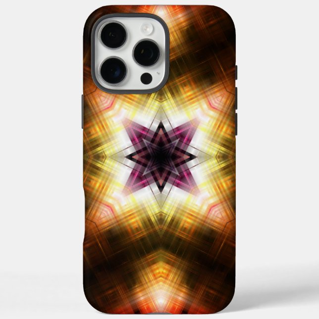 Funda iPhone 16 Pro Max Estallido de estrella geométrica radiante con luz  (Reverso)