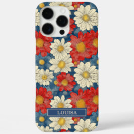 Funda iPhone 16 Pro Max Estampado floral rojo japonés monogramado