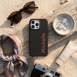 Funda iPhone 16 Pro Max Estética minimalista oscura rosa polvoriento nombr