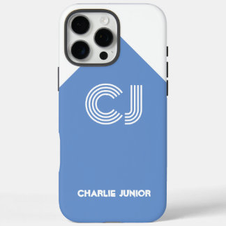 Funda iPhone 16 Pro Max Estética Retro Aqua Azul y Blanco Nombre Personali