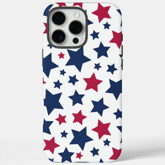 Funda iPhone 16 Pro Max Estrellas rojas y azules - Patrón de bandera estad (Reverso)
