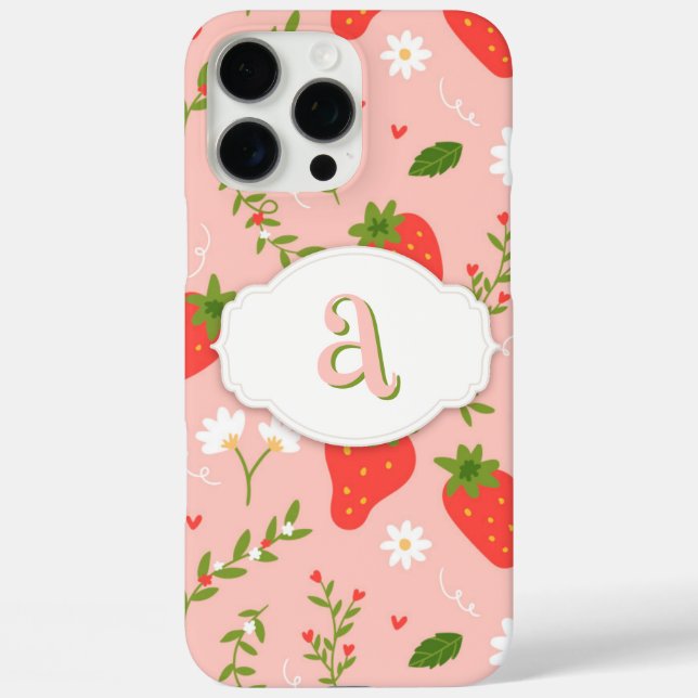 Funda iPhone 16 Pro Max Estuche Cute Strawberry Pattern iPhone / iPad (Reverso )