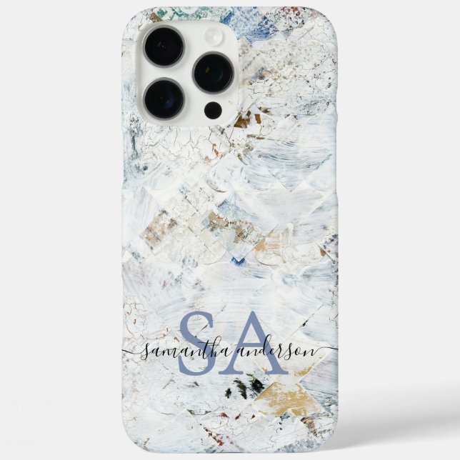 Funda iPhone 16 Pro Max Estuche de teléfono abstracto moderno con iniciale (Reverso )