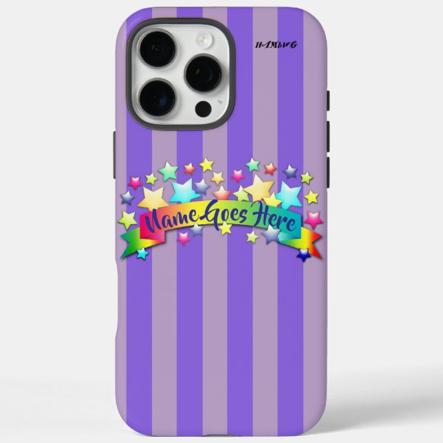 Funda iPhone 16 Pro Max Estuche de teléfono celular de banda púrpura HAMbW (Reverso)