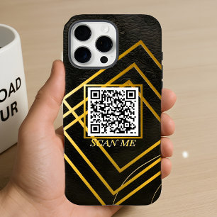 Funda iPhone 16 Pro Max Estuche de teléfono negro de lujo con código QR Pe