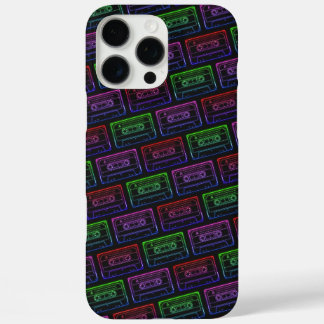 Funda iPhone 16 Pro Max Estuche IPhone con patrón de cassette neón multico
