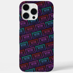 Funda iPhone 16 Pro Max Estuche IPhone con patrón de cassette neón multico