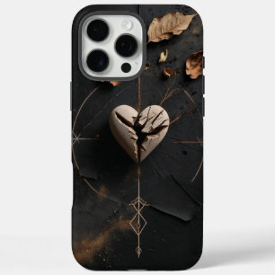 Funda iPhone 16 Pro Max Estuche para iPhone de Heart Dark Boho con grietas
