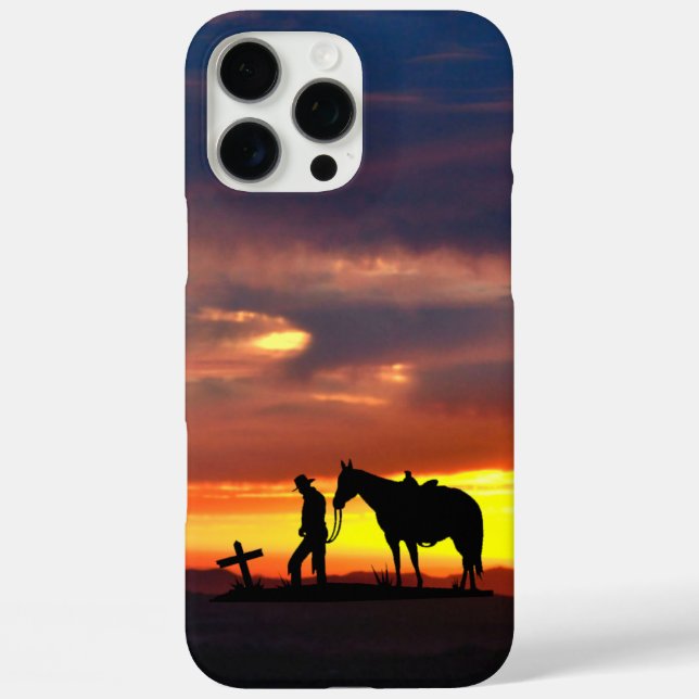 Funda iPhone 16 Pro Max Estuche para iPhone de Silhouette Prayer Cowboy (Reverso )