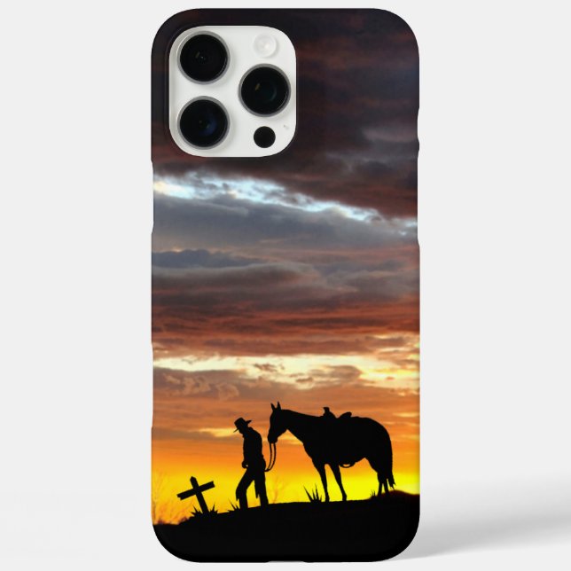 Funda iPhone 16 Pro Max Estuche para iPhone de Silhouette Prayer Cowboy (Reverso )
