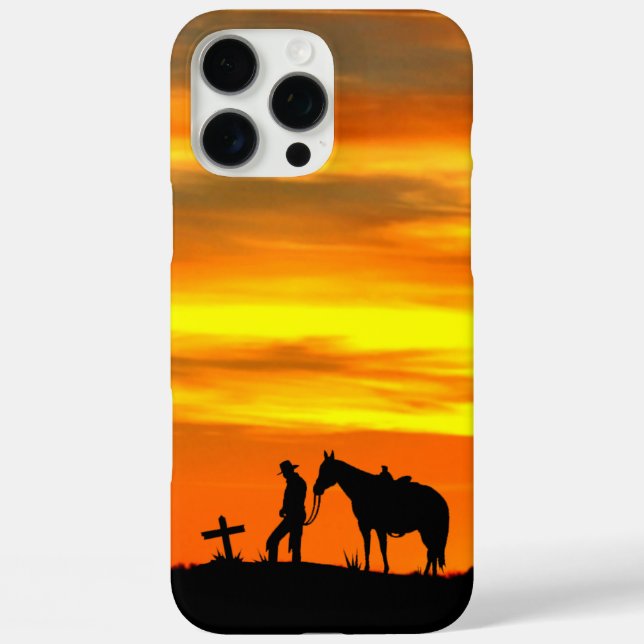 Funda iPhone 16 Pro Max Estuche para iPhone de Silhouette Prayer Cowboy (Reverso )