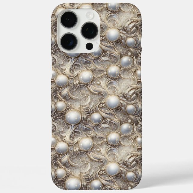 Funda iPhone 16 Pro Max Estuche protector de teléfono Pearl Shine clásico (Reverso )