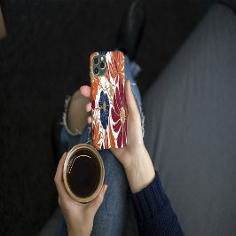 Funda iPhone 16 Pro Max Estuche Vibrante Naranja Boho Floral para iPhone