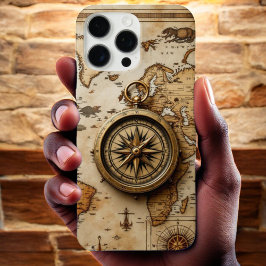 Funda iPhone 16 Pro Max Explorador sin tiempo: brújula clásica y mapa de a