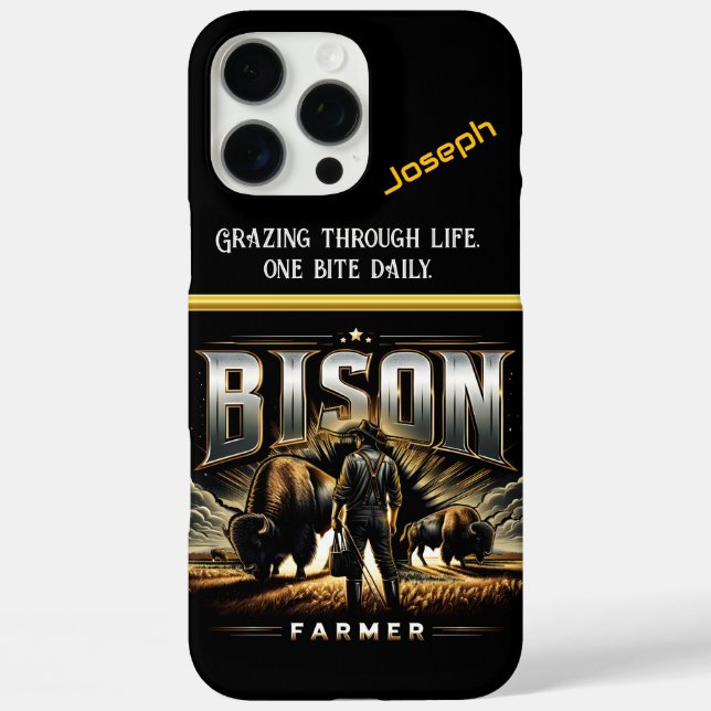 Funda iPhone 16 Pro Max Explorando la granja Bison en Sunny Prairie (Reverso )