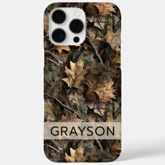 Funda iPhone 16 Pro Max Fall Leaves Camouflage Personalized (Reverso )