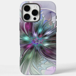 Funda iPhone 16 Pro Max Fantasía abstracta moderna y colorida de flor frac