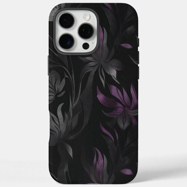 Funda iPhone 16 Pro Max Fantasía floral oscura-elegancia púrpura gótica (Reverso)
