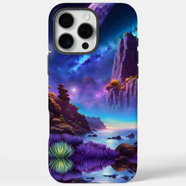 Funda iPhone 16 Pro Max Fantasía paisajística de Lavender (Reverso)