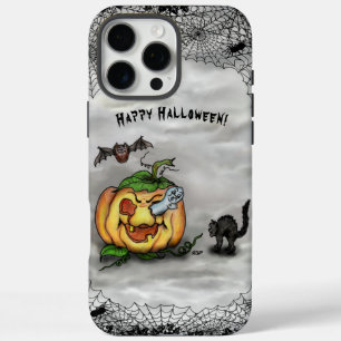Funda iPhone 16 Pro Max Fantasma, Gato, Bat y Calabaza, ¡Feliz Halloween!