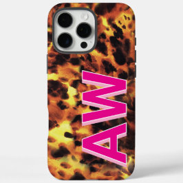 Funda iPhone 16 Pro Max Fashion Pink Monogrammed Tortoiseshell