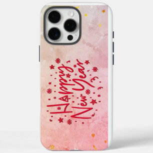 Funda iPhone 16 Pro Max Feliz Año Nuevo Elegante Red Script&Soft Pastel St