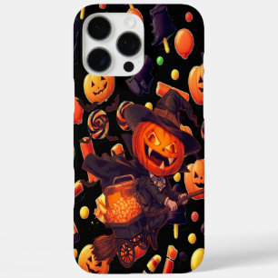 Funda iPhone 16 Pro Max Feliz arte de la calabaza de Halloween