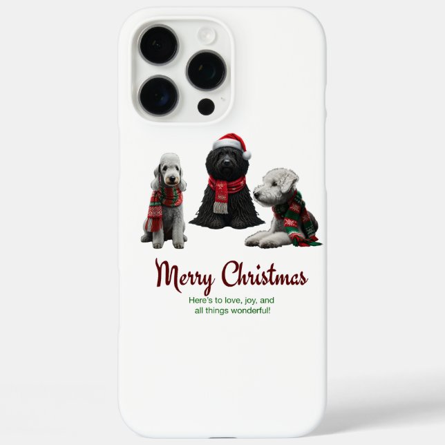 Funda iPhone 16 Pro Max Feliz Navidad a los perros (Reverso )