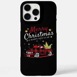 Funda iPhone 16 Pro Max Feliz Navidad Camión Búfalo Muñeco de Nieve Árbol