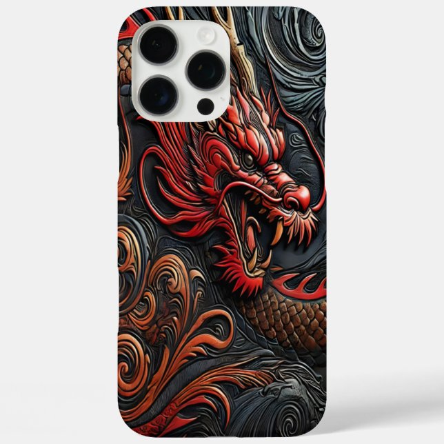 Funda iPhone 16 Pro Max Feroe Red Dragon Relief Art (Reverso )