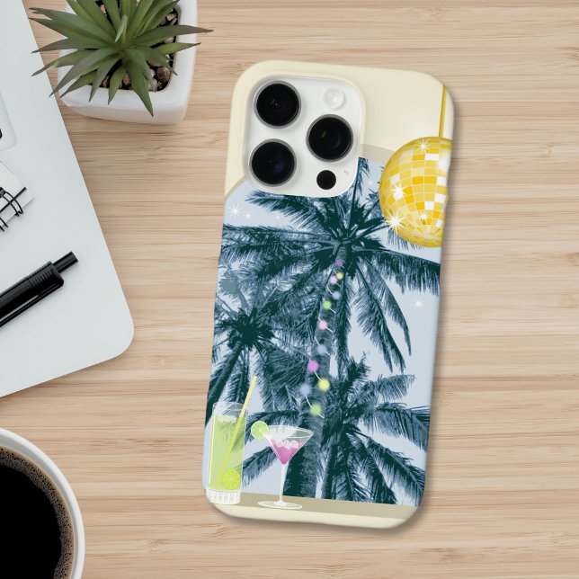 Funda iPhone 16 Pro Max Fiesta ilumina cócteles Disco palmas de bola en am (Subido por el creador)