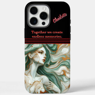 Funda iPhone 16 Pro Max Figura mística en olas verdes