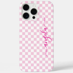 Funda iPhone 16 Pro Max Firma a cuadros rosa pálido