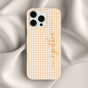 Funda iPhone 16 Pro Max Firma de Gingham de Melocotón Pequeño