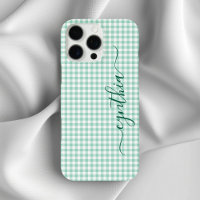 Firma de Gingham Teal Luz Pequeña