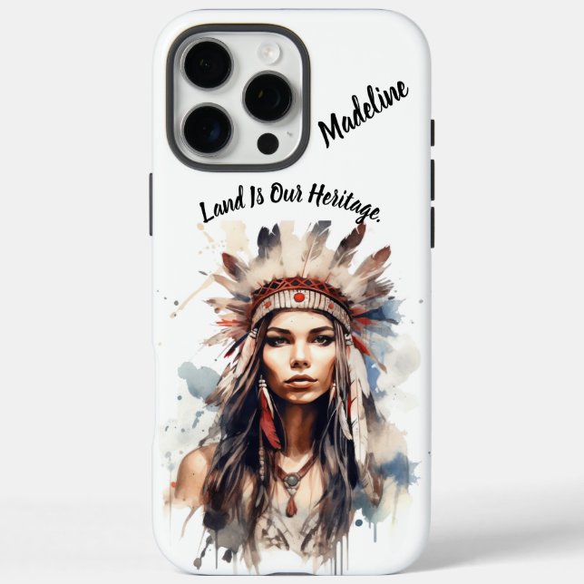 Funda iPhone 16 Pro Max Flagelo artístico indígena tribal (Reverso)