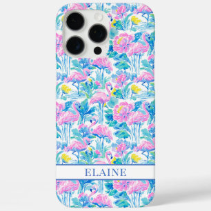 Funda iPhone 16 Pro Max Flamencos Rosa Acuarela Monogramados