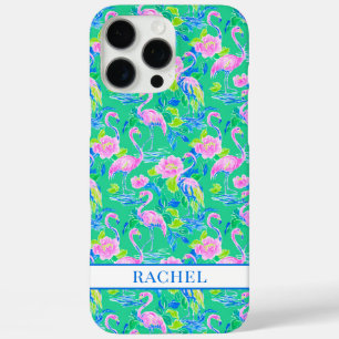 Funda iPhone 16 Pro Max Flamencos Rosas Monogramados