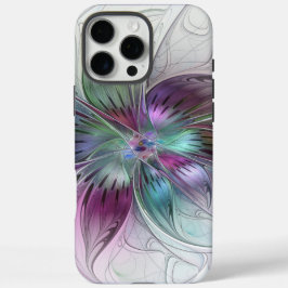 Funda iPhone 16 Pro Max Flor Abstracta Colorida Arte Fractal Floral Modern