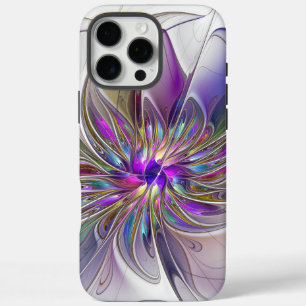 Funda iPhone 16 Pro Max Flor de arte fractal enérgica y colorida